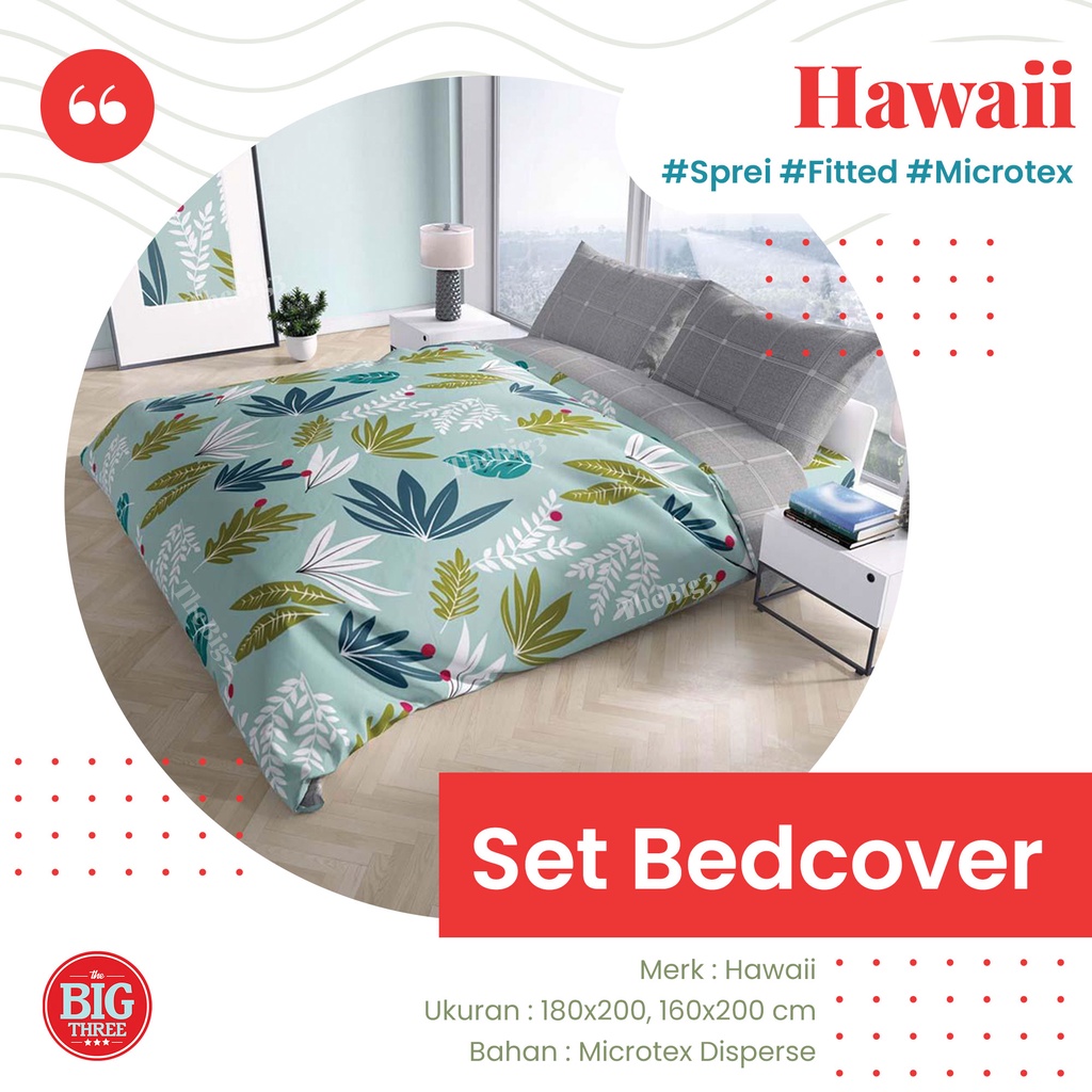 HAWAII Bedcover + Sprei 180x200 / 160x200 Motif Alba Emira Violetto Vena Tribly Damaris Flair Tara Lucano Lenora Fanya Delice Danish Valli Nautical Coconut Delano Mavi Mori Spade Club Agnia Alder Candy - King 180 BC Hawai