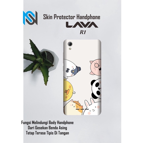 Isi 2pcs Garskin Hp Lava R1 Motif Panda Free Custom Motif (Bisa COD)