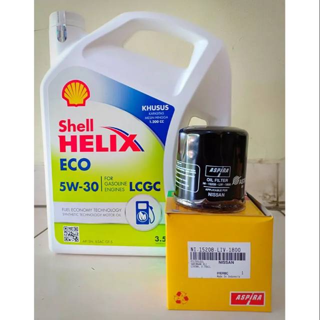 Paket Oli Shell Helix Eco 5W-30 + Filter Oli Datsun Go / Go+ Panca