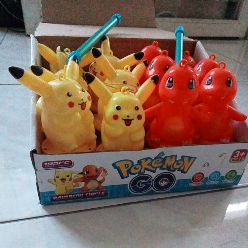 639-6 Mainan Pokemon Pikachu dan Kawan Kawan Pir Rainbow Nyala Lampu ada Gagang