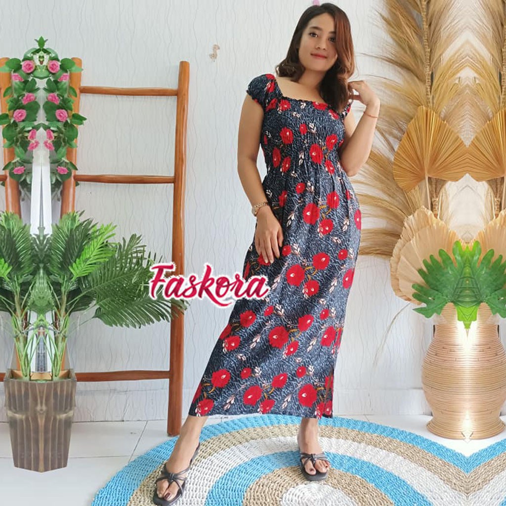 Dress Wanita Tanpa Lengan Polos Panjang Lily / Casual Dress Wanita Murah / Dress Motif Bunga Kecil