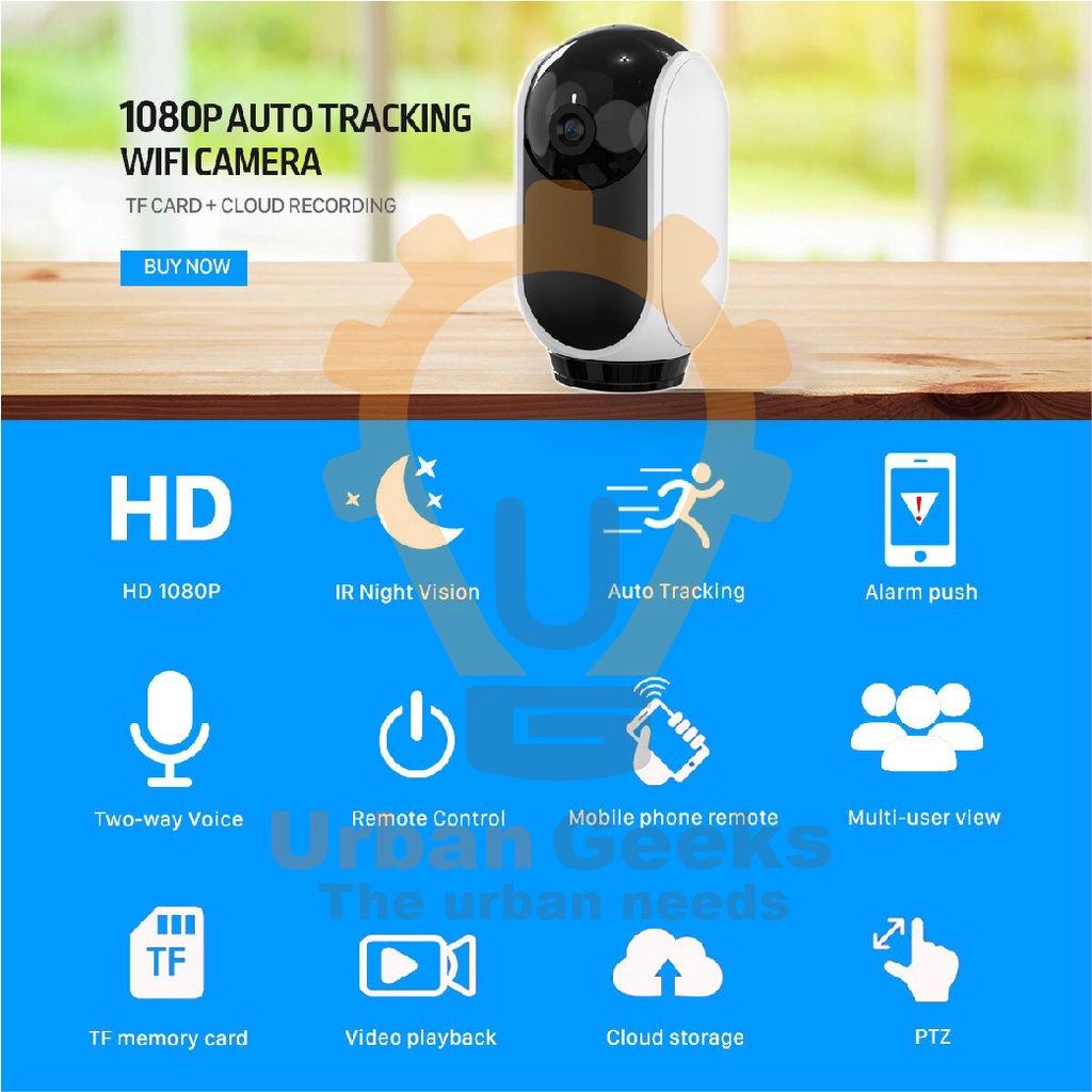 IP WiFi Mini Smart Alarm CCTV Indoor PZT Camera Cloudedge App CCTV 1080p