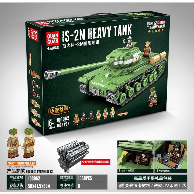 Brick Quan Guan 100062 World II Tank IS 2M Heavy Tank Mainan Anak Edukasi DIY Kreatif Creative