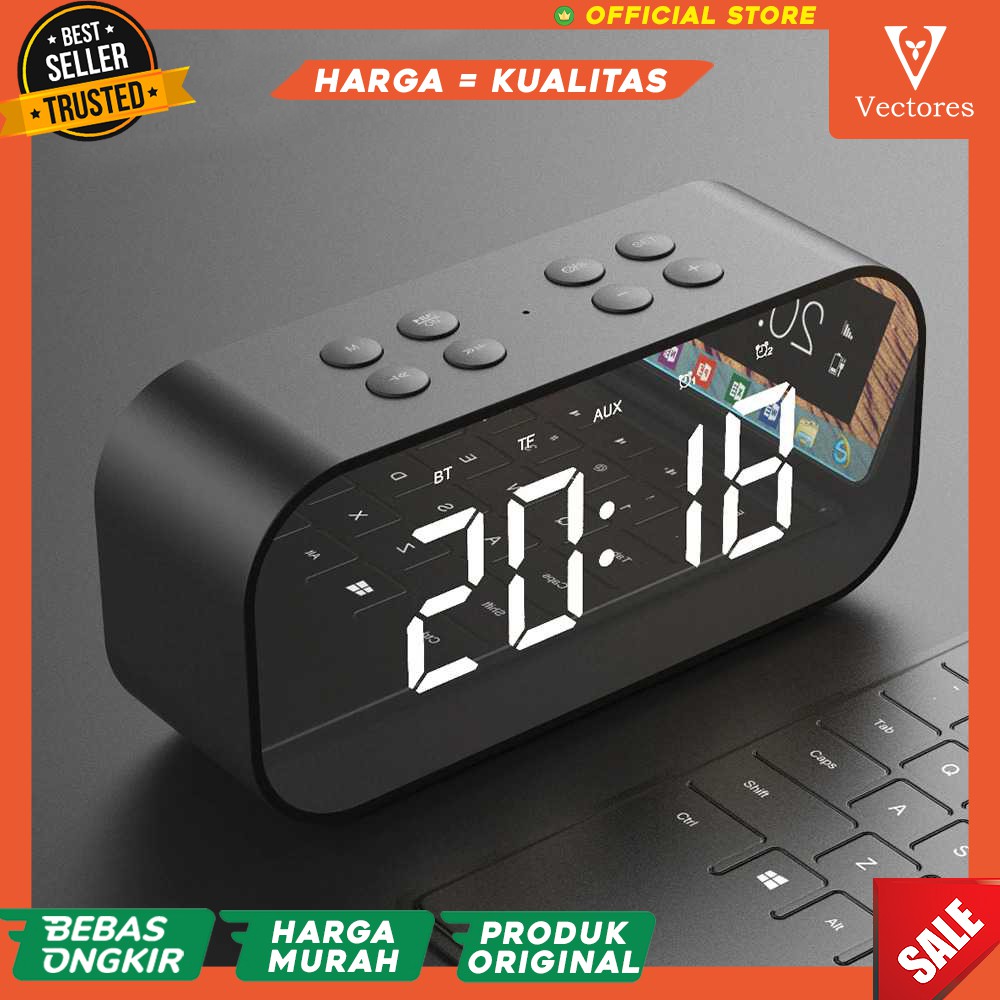 Original Jam Weker Digital Alarm Dengan Bluetooth Speaker Suara Jernih