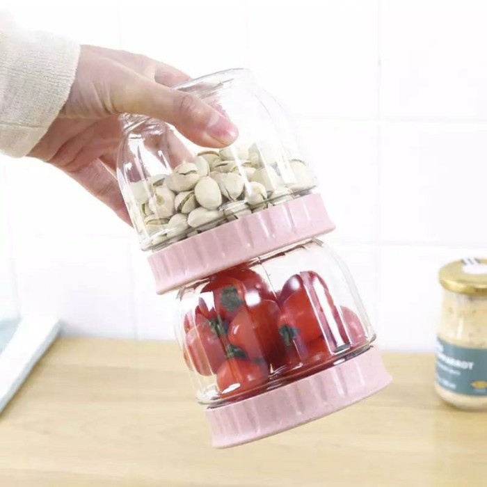 Smartchoice Toples snack 200 ml bisa ditumpuk/Food storage jar for snack Permen /Kuaci / Toples Mini Plastik Harga/pc