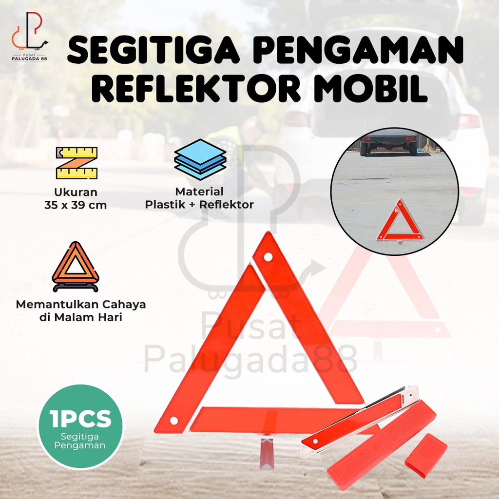 Segitiga Pengaman Reflektor Mobil Darurat Lipat Rangkat Rakit  Emergency Triangle Warning Sign IZY