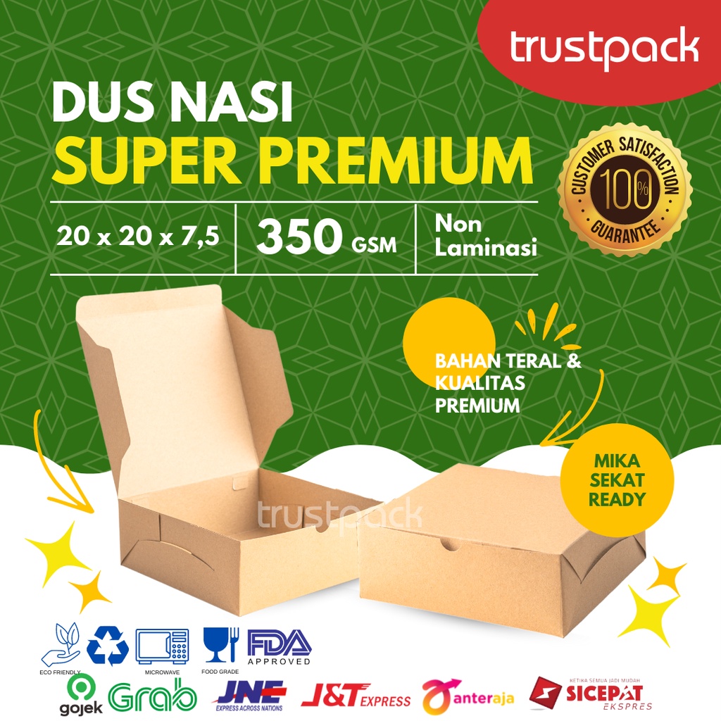 DUS NASI 20x20 KOTAK NASI KRAFT PAPER / COKLAT PALING TEBAL 350 GSM