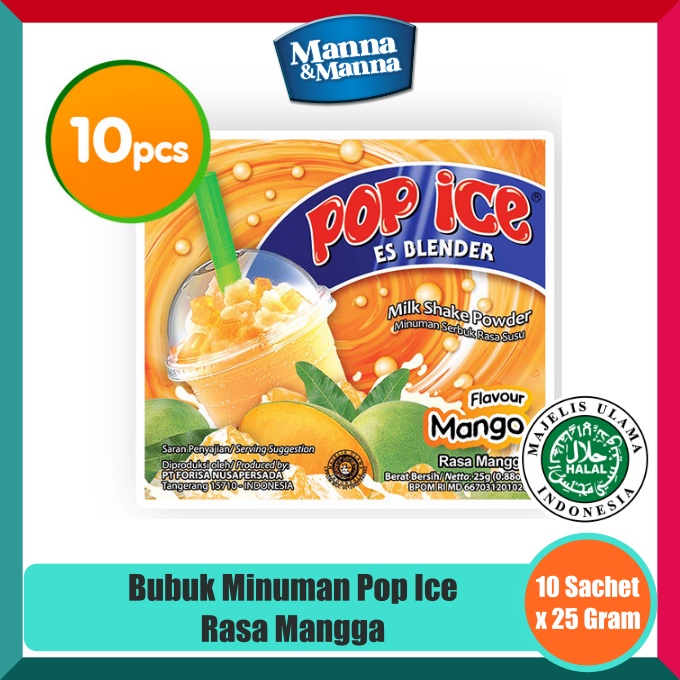 

Bubuk Minuman Pop Ice - Rasa Mangga - 10 Sachet x 25 Gram