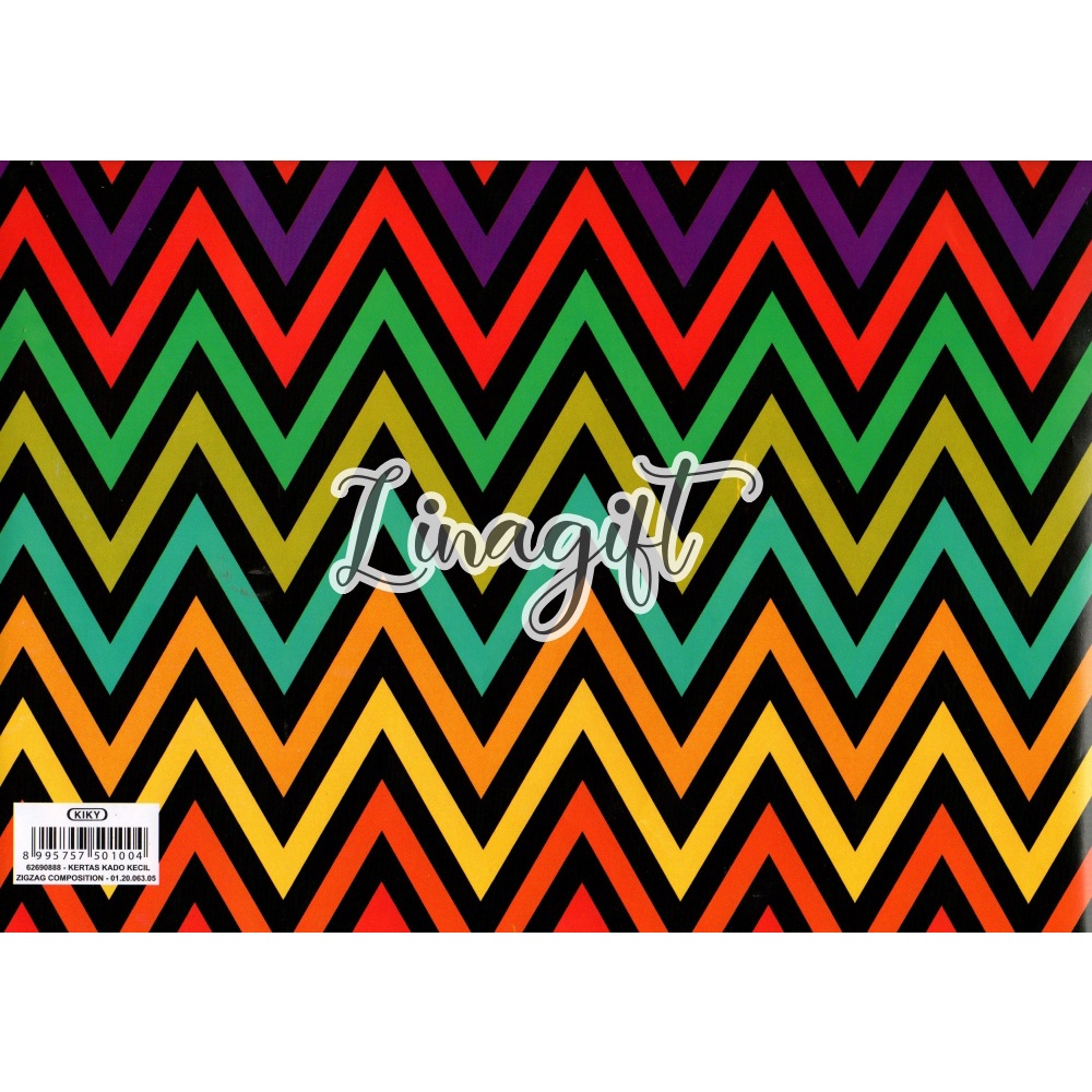 ( 5 Lembar ) ZIGZAG KIKY - KERTAS KADO - GIFT WRAPPING PAPER ZIGZAG COMPOSITION / POLKADOT / NETRAL / KANCING / DEWASA / BUTTON / MOTIF / KOMPOSISI WARNA MERAH RED HIJAU BIRU RAINBOW