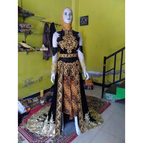 kebaya bludru pengantin/kebaya bludru ekor/kebaya bludru kombinasi tile