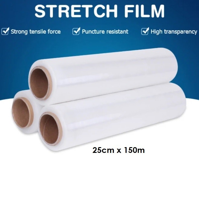 

RN Plastik Wrapping 25cm x 150m Stretch Film Bening Plastik Wrap Packing Koper Parcel Tebal Lentur