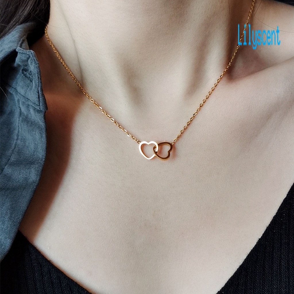 Kalung Wanita Adjustable Bentuk Hati Model Hollow Out Gaya Korea Untuk Pesta Pernikahan