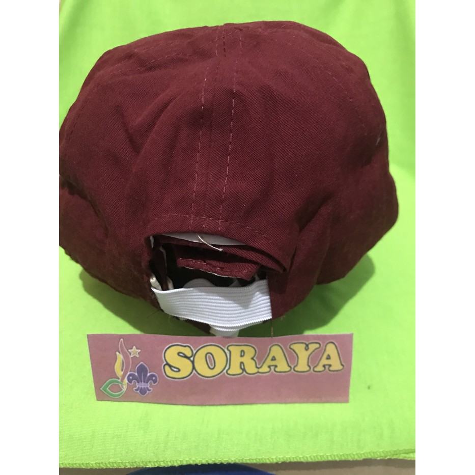 Topi SD Merah Polos/Full Bordir Bahan Standar Belakang Karet