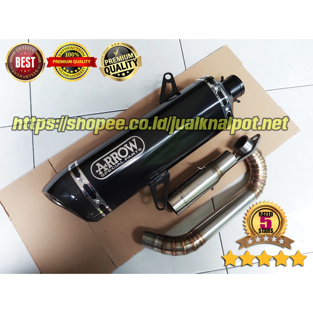 Knalpot XMax 250 Lama XMax 250 Connected Suara Bass Arrow Black Doff Glossy Full System