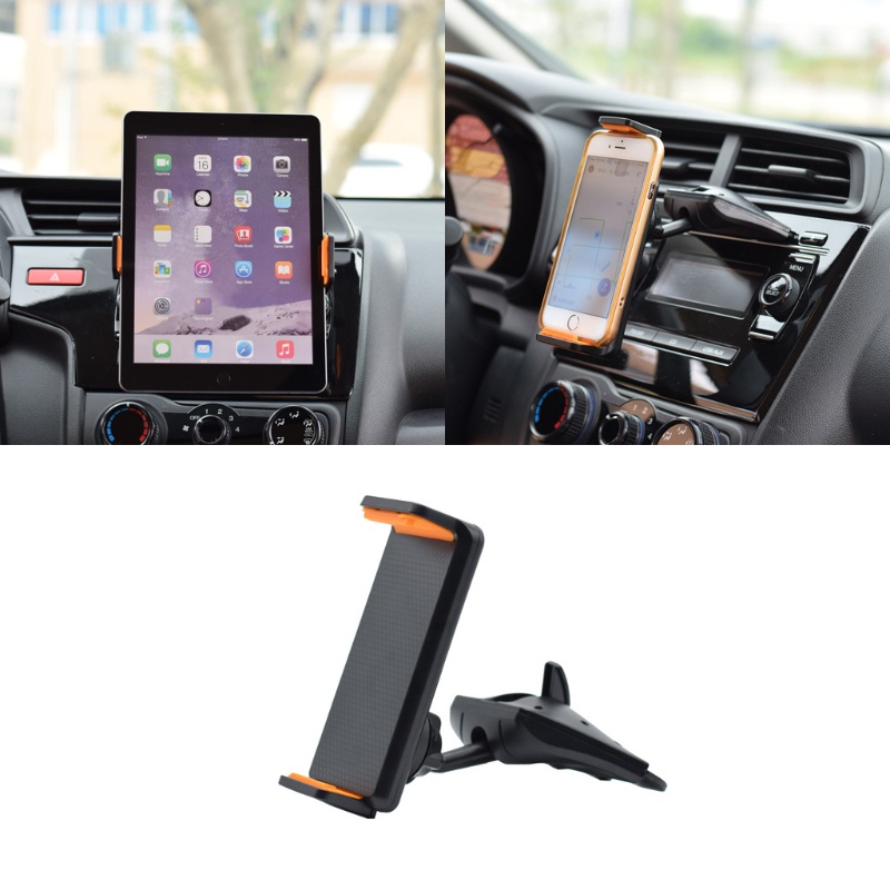 Cre Stand Holder Handphone / GPS Universal Rotasi 360 Derajat Untuk Slot CD Mobil