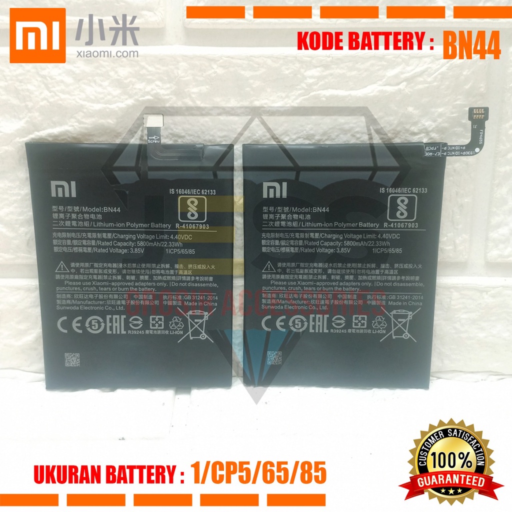 Baterai Battery Original Xiaomi BN44 &amp; BN-44 For Tipe Redmi 5 Plus , Mi 5+ , MEG7 , MEE7