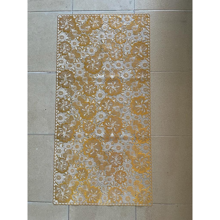 [ 1 Pc ] Taplak Meja Tamu Premium Tebal Gold Mewah Perlak meja