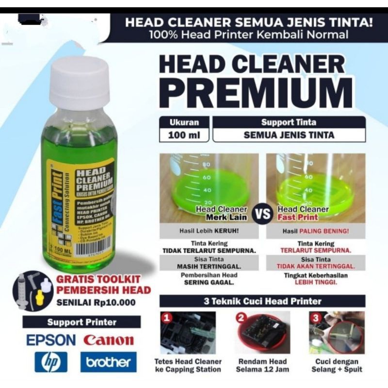 Head Cleaner Cleaning Printer Premium 100ml Epson Canon Hp Brother Universal