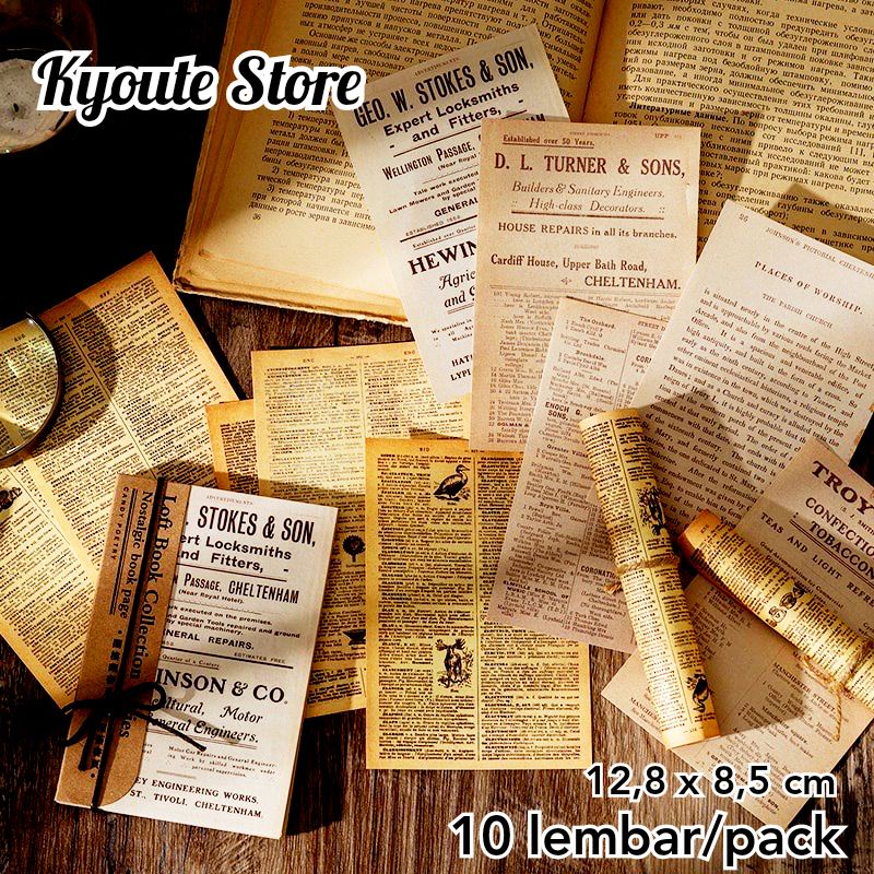 

10 Lembar Kertas Dekorasi Scrapbook Jadul Vintage Retro Hiasan Journal Bujo DIY Old Paper Decoration