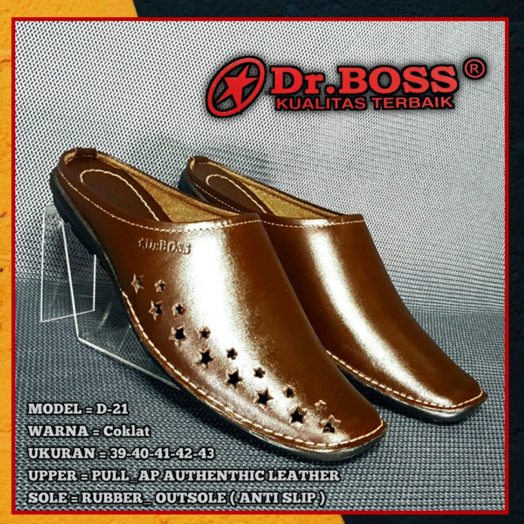 Sandal Sepatu Pria Kulit Asli Bustong DrBoss Casual Slop Murah Berkualitas D21