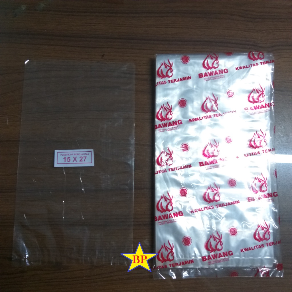 Plastik PP Bawang 15 x 27 cm/ Plastik Bening kantong kiloan/ Plastik Bening merk Bawang