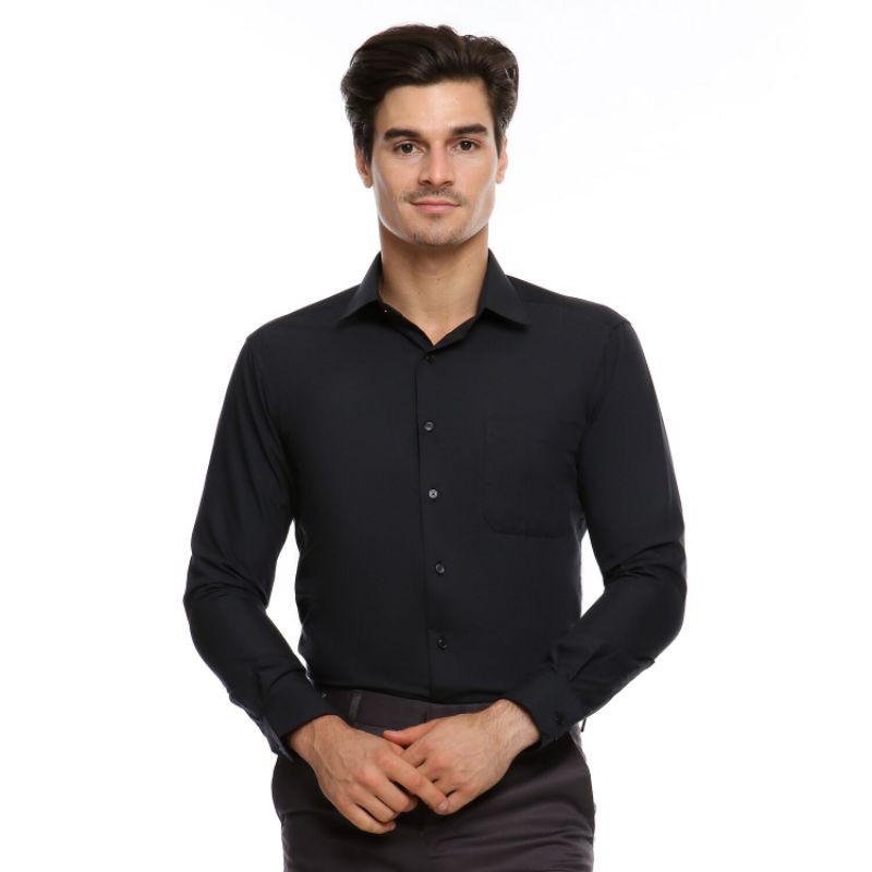 Kemeja Pria Hitam Slim Fit Santa Ricci Panjang Hitam Pekat Kemeja Pria Hitam Slim Fit Santa Ricci Panjang Hitam Pekat