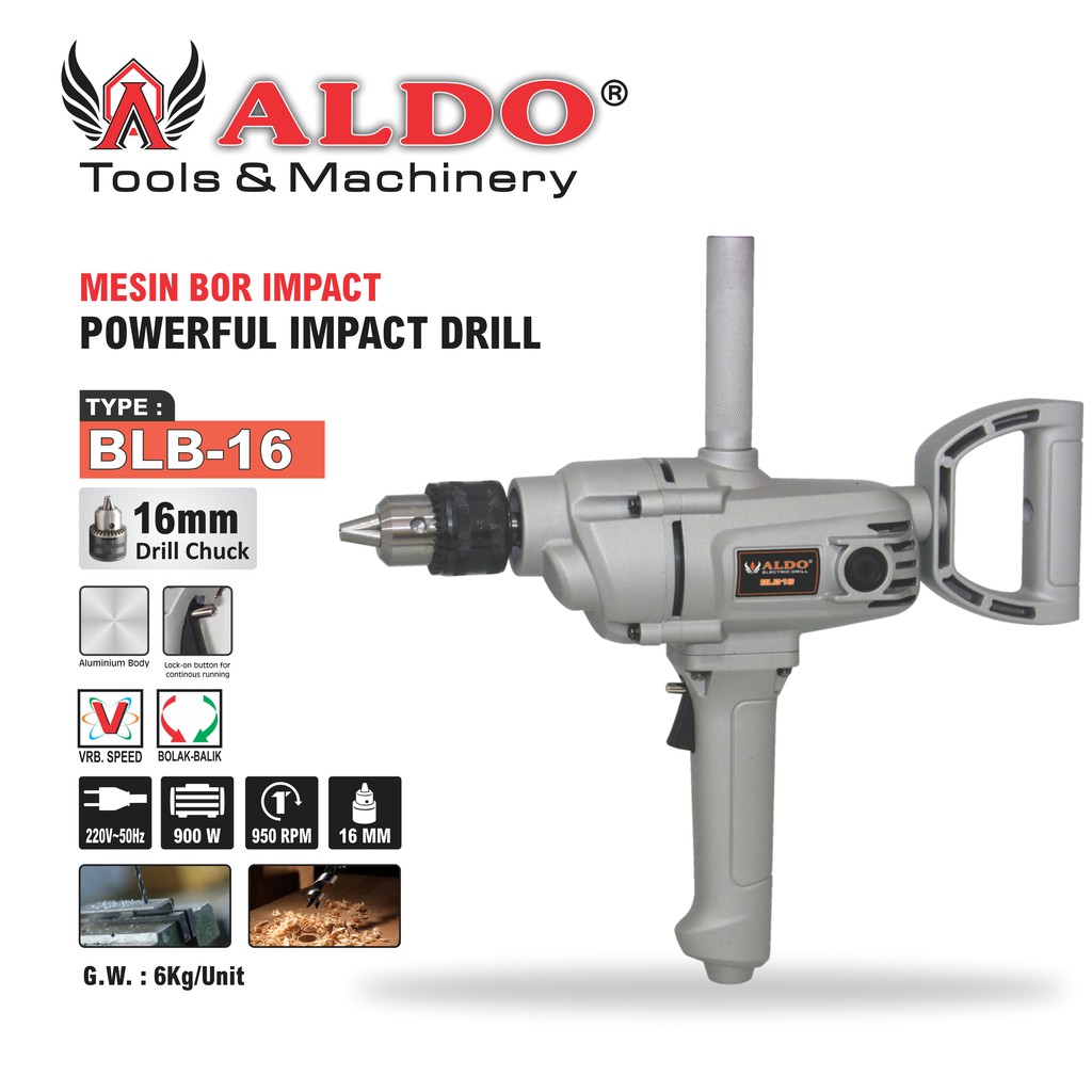 Mesin Bor 16mm heavy duty merk ALDO BLB16