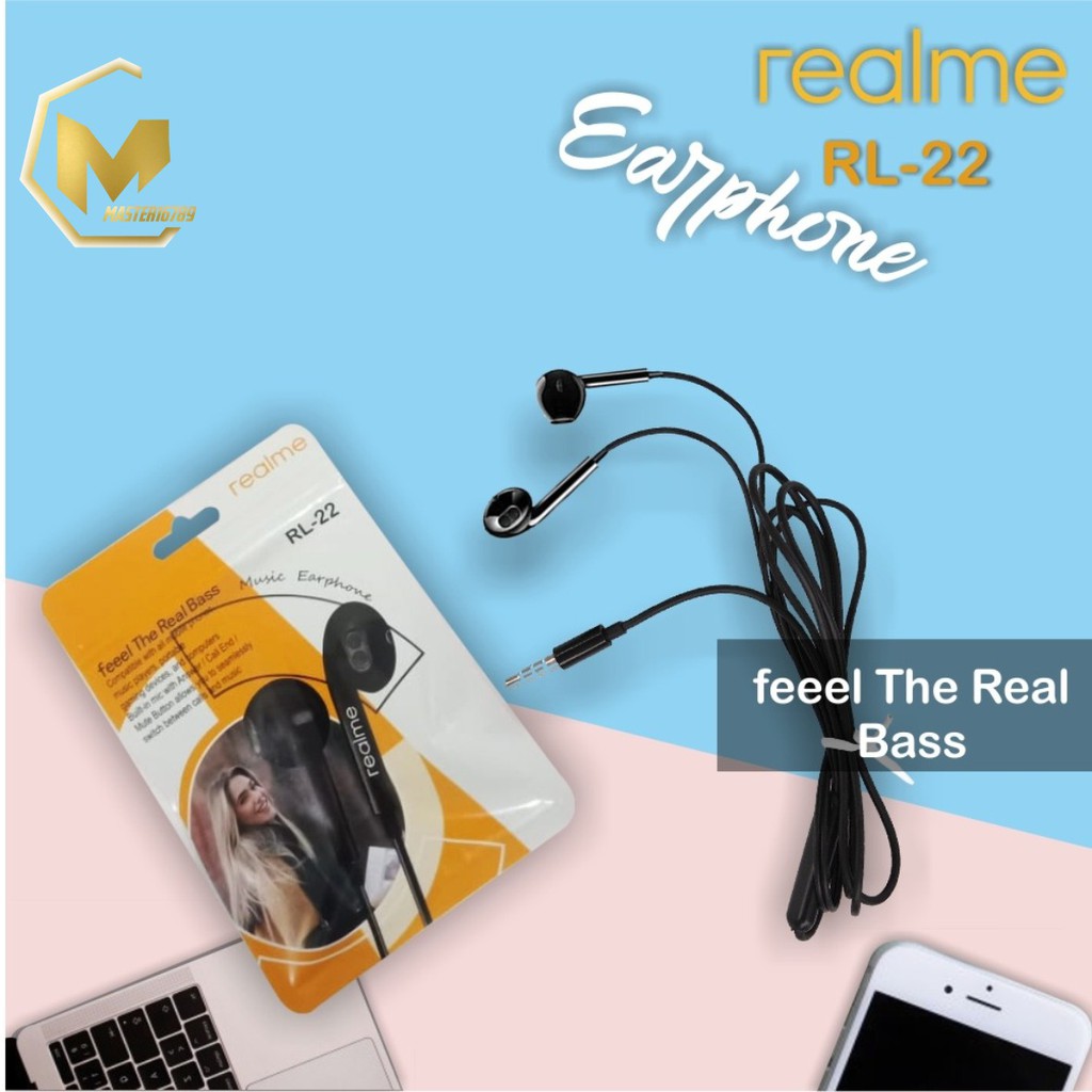 BM087 Headset heasdfree hf ORI REALME RL-22 mega BASS Jack 3.5mm 2 3 5 6 7 8 pro c1 c2 c20 c21 MA1105