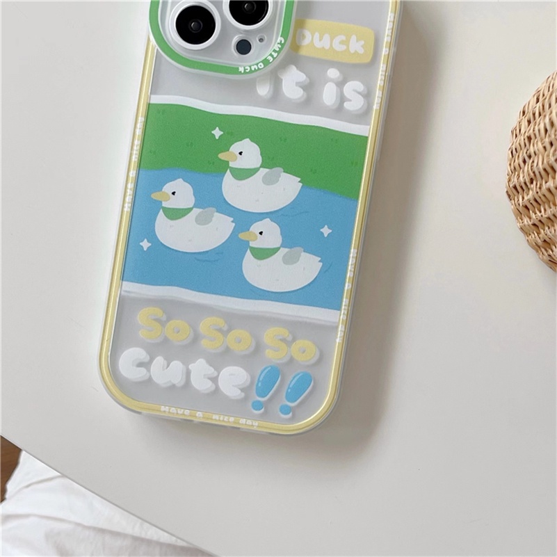 Soft Case Silikon TPU Motif Bebek Putih Untuk iPhone 13 12 11 Pro Max X Xr Xs Max SE 2020 8 7 6 6s Plus