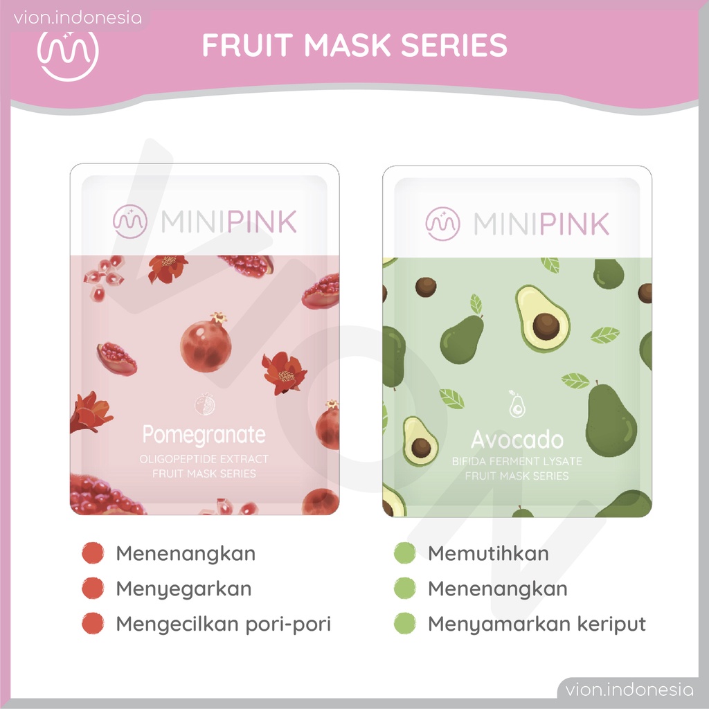 KACHI - MINIPINK Sheet Mask Hydrating Essence Face Mask Brightening Skin Care Masker Wajah MP001