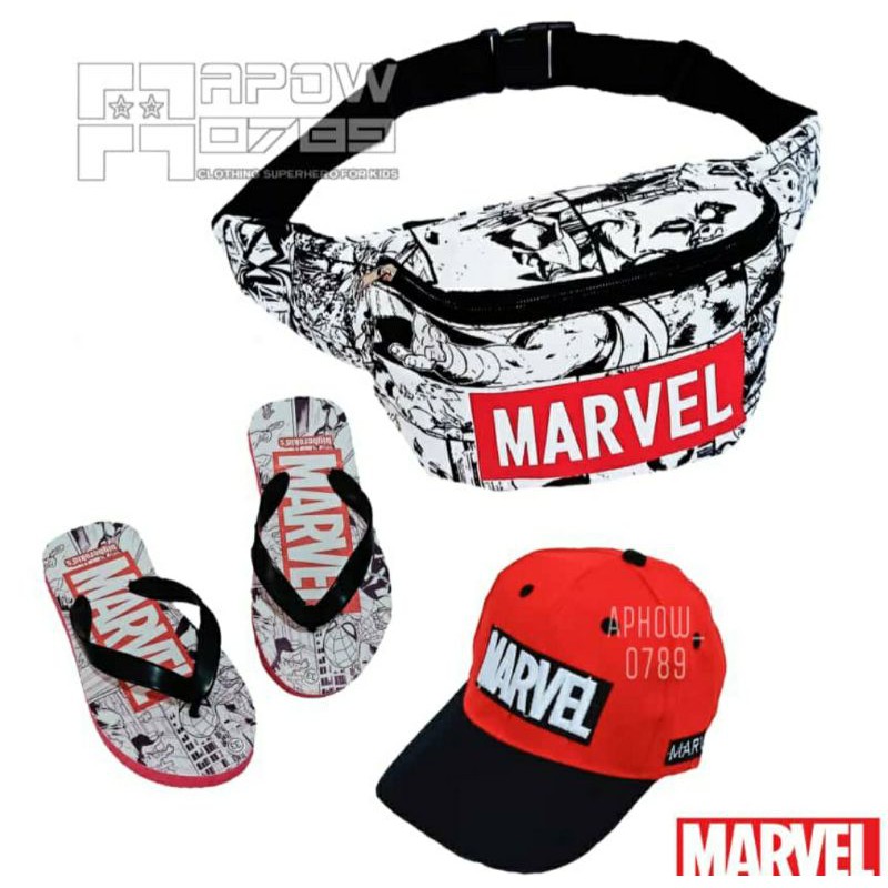 3in1 waistbag anak kapten marvel tas marvel tas waistbag berhadiah topi dan sandal