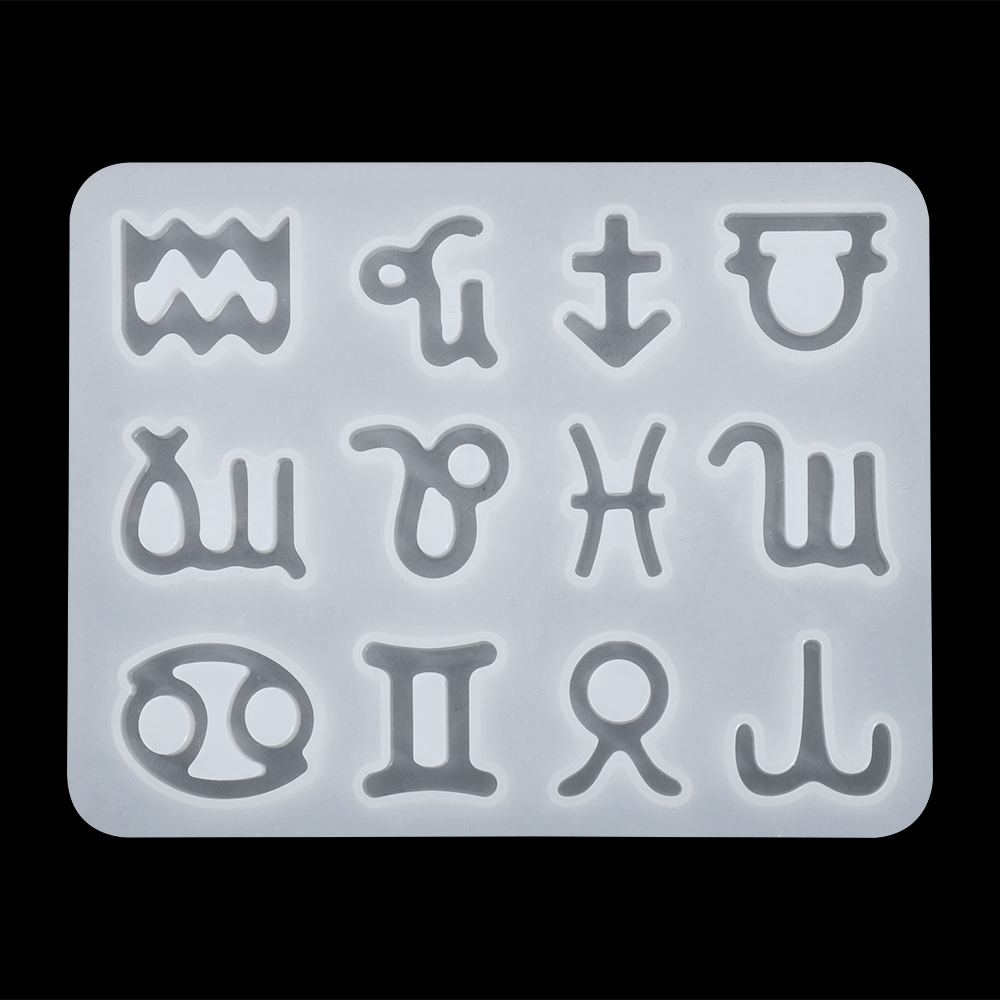 Suyou Cetakan Resin Epoksi 12 Rasi Bintang Bahan Silikon Untuk Liontin / Gantungan Kunci / Craft Diy