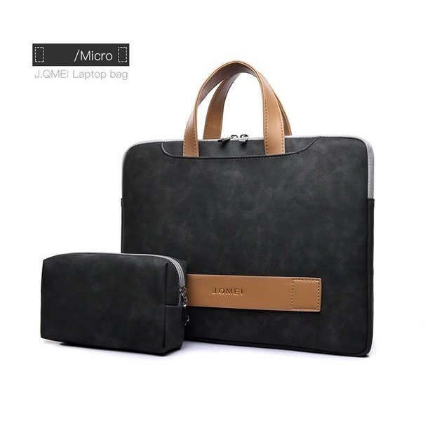Macbook Air 2017 13 Inch Sleeve Tas Laptop Bag Leather Premium Free Pouch - Black