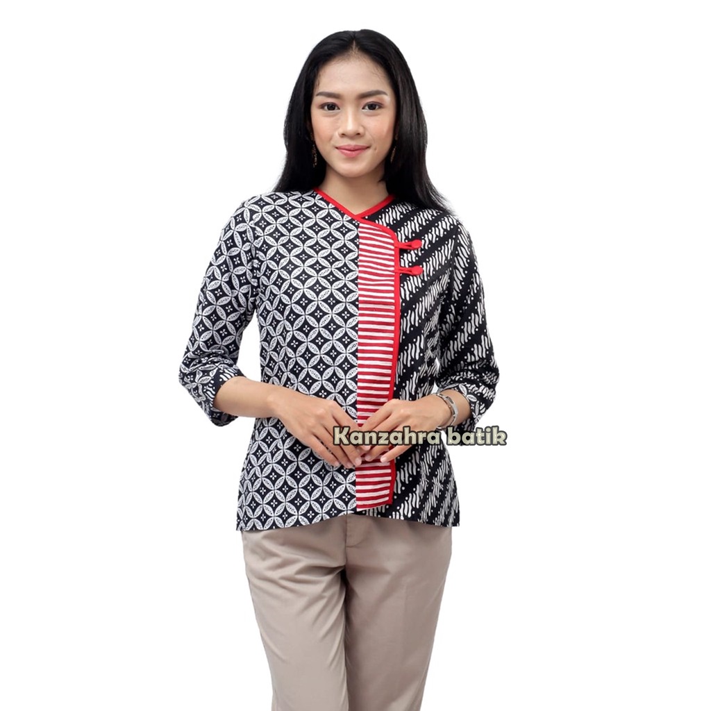 tey-17 Batik wanita ASJ SA HRB026 Kenongo Kemeja Tosca Pendek-1