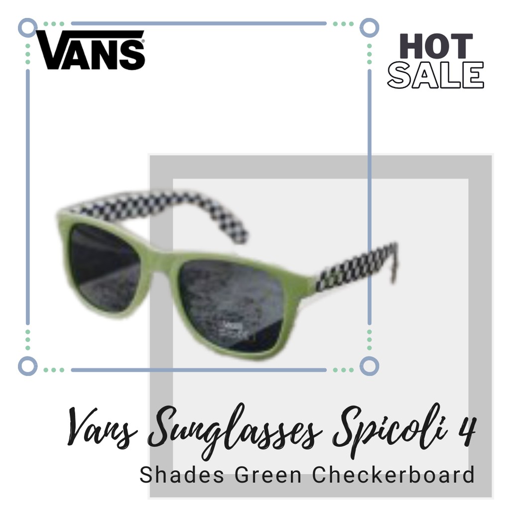 Fashion Pria Wanita | Vans Spicoli 4 Shades Green Checkerboard | Kacamata Polarized | Gianella Shop