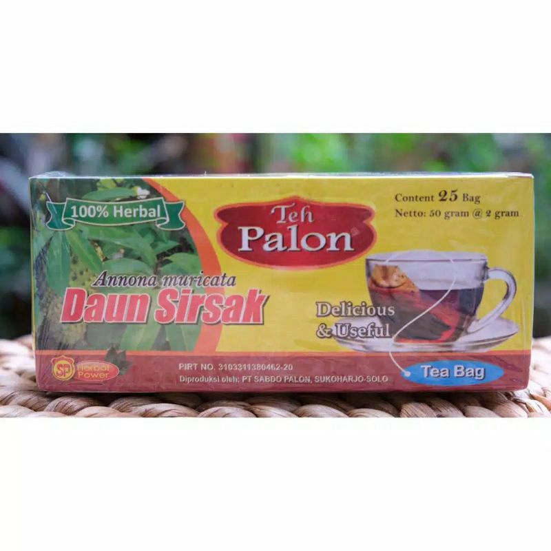 

Teh Palon Herbal Celup "Annona Muricata Daun Sirsak" - ( Isi 25 Kantong)