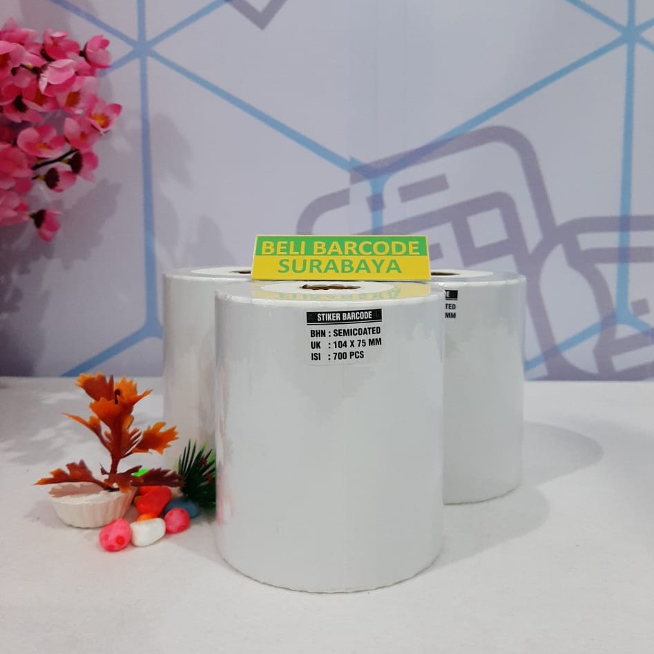 STIKER LABEL BARCODE SEMICOATED 104X75 ( 1 LINE ) @700 - 104 X 75 MM