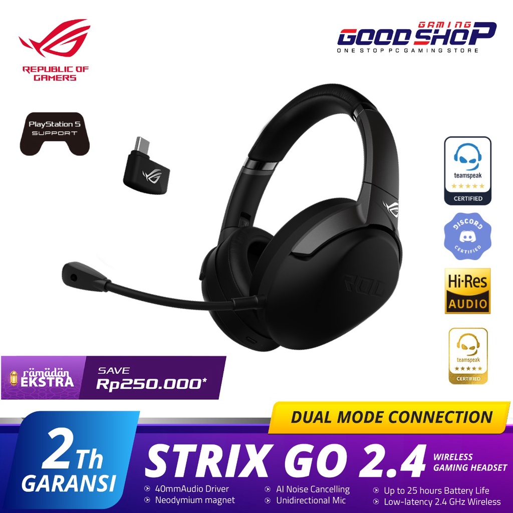 ASUS ROG Strix Go 2.4 Wireless Gaming Headset with AI Noise Cancelling