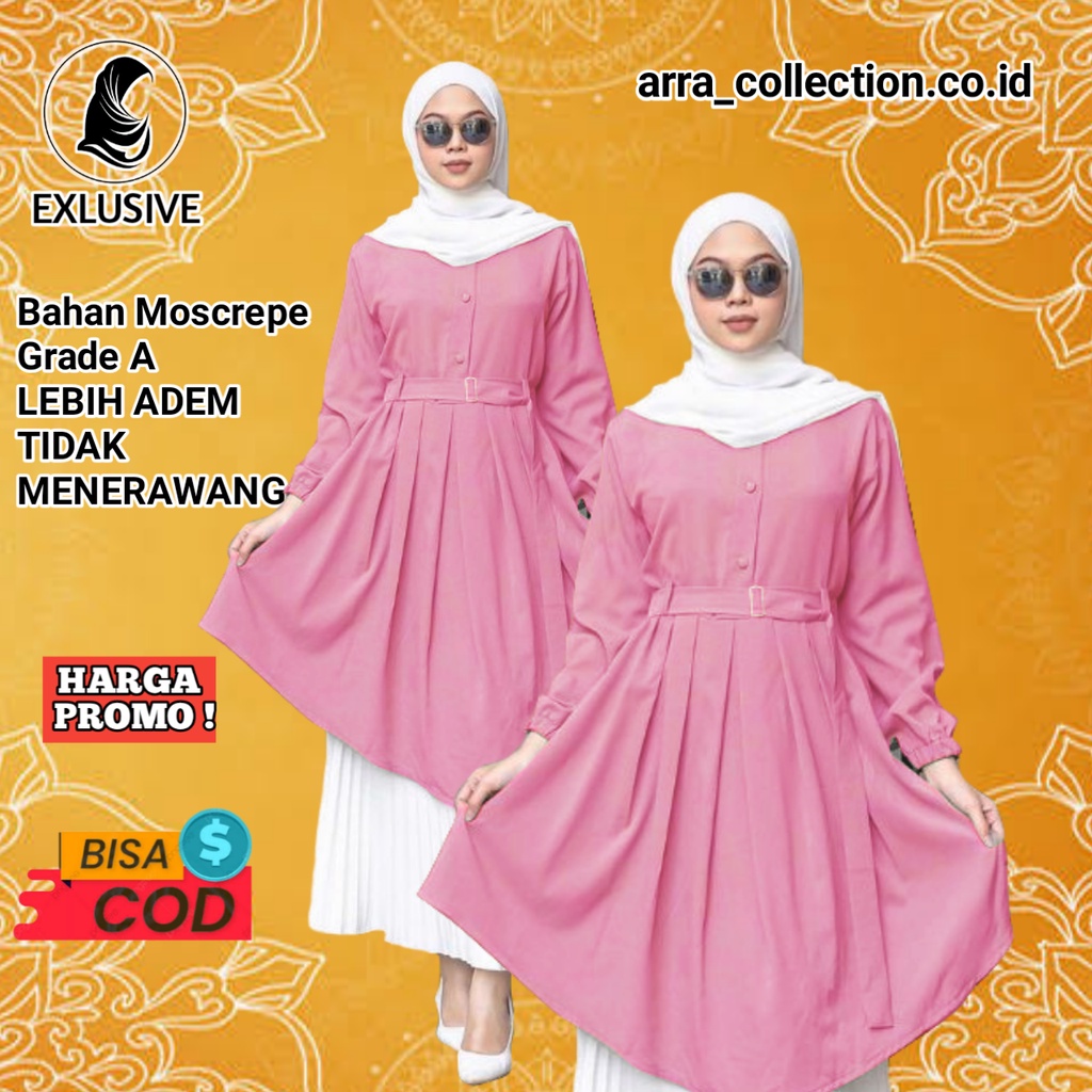 Baju MUSLIM tunik wanita terbaru bahan katun polos premium jumbo remaja kekinian import bisa di paka