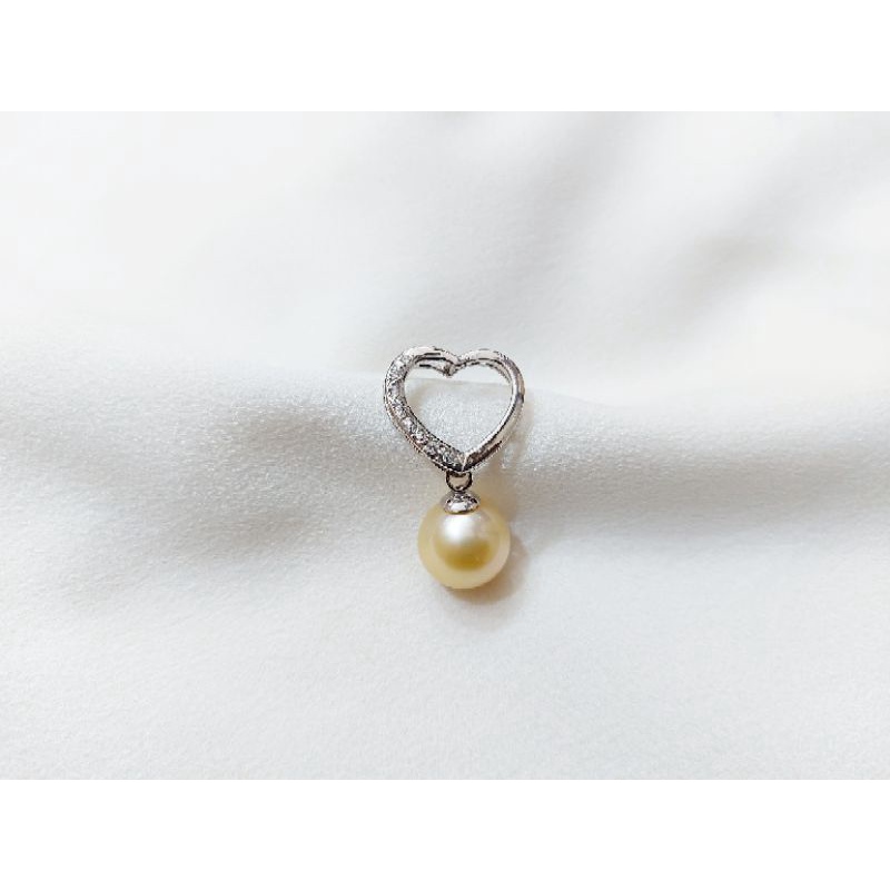 Liontin Emas Putih Mutiara Air Laut Asli