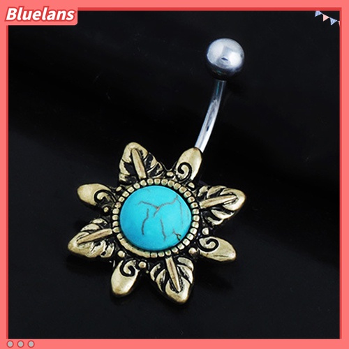 Cincin Tindik Tubuh Bentuk Bunga Matahari Turquoise Gaya Retro Untuk Hadiah