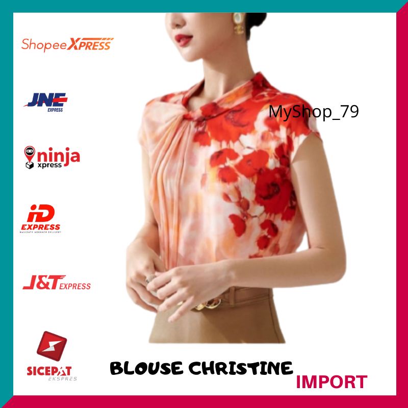Baju Imlek Wanita Premium / Baju Atasan Blouse Wanita Import / Blouse CHRISTINE #TM261