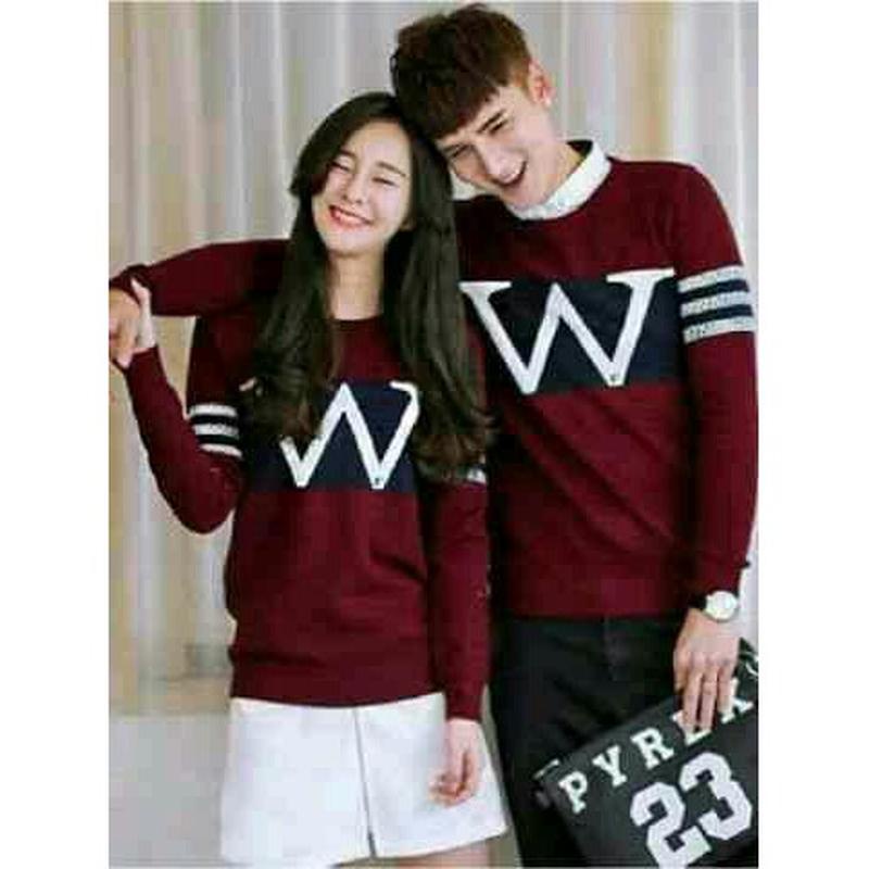 Baju Couple Lengan Panjang Sqg-001/Kaos Baju Couple-Kapelan/Pria-Wanita/Unisex Couple Sweater Wonder