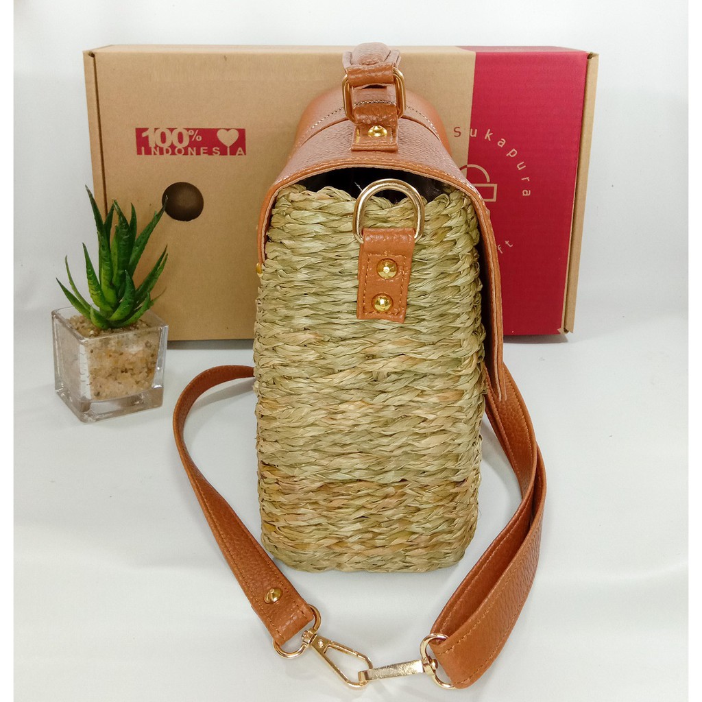 RJ CRAFT - Tas Anyaman Mendong Tas Etnik Modern Tas Sling Bag Trendy Tas Handmade