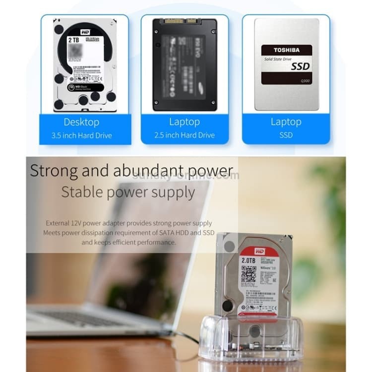 Docking harddisk ssd hdd orico 1 bay 2.5 3.5 sata usb3.1 Type-c 5Gbps transparent 6139c3 - Hard drive disk dock