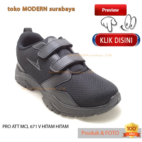 Sepatu anak sekolah casual sneakers PRO ATT MCL 671 V HITAM / HITAM