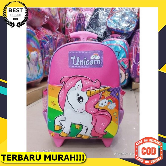 Tas Troli Anak Ransel Bts Gratis Bonus - Ransel Anak Perempuan - Ransel Troli Anak Tk - Troli Bt21 -