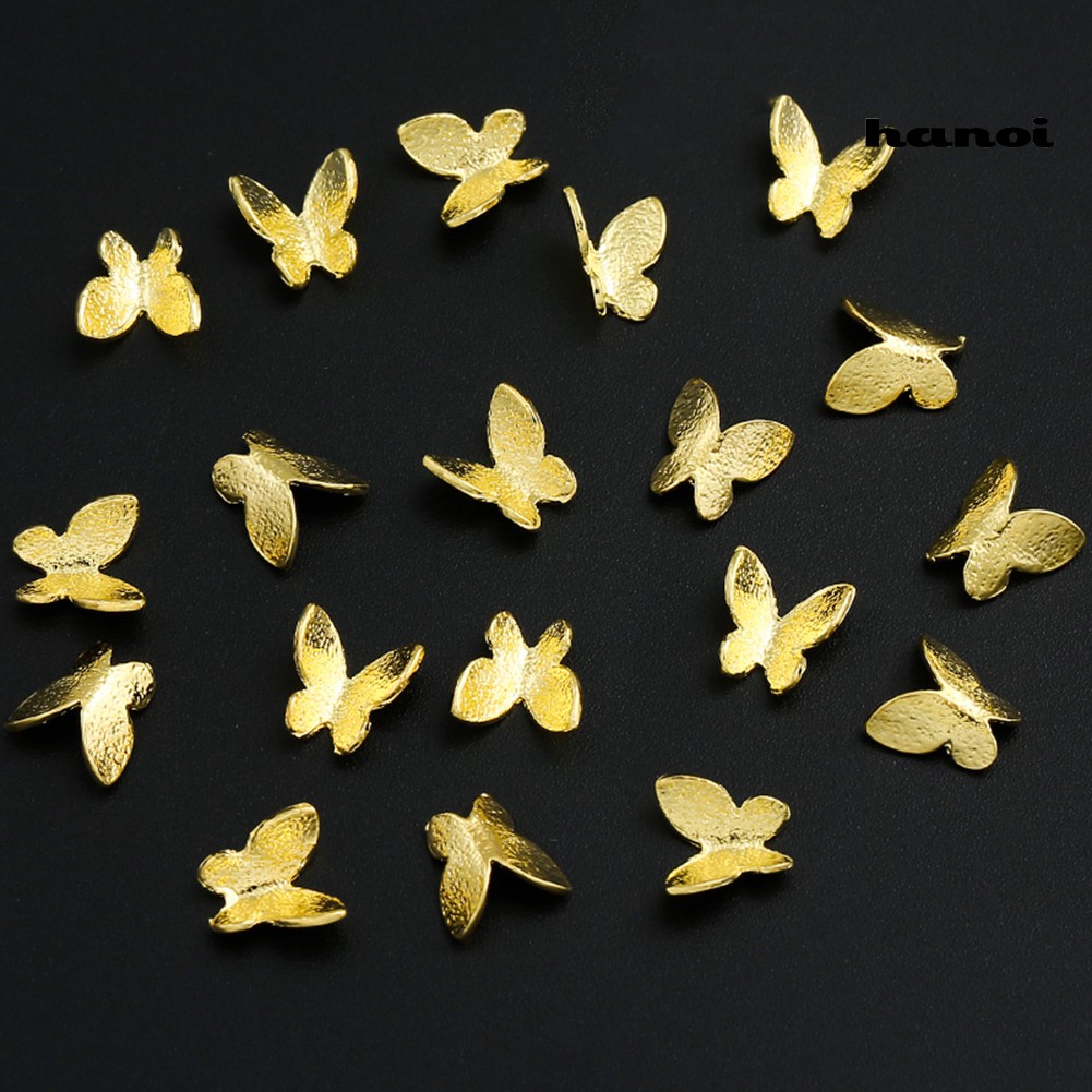 Hn 100pcs / Pak Ornamen Kupu-Kupu 3d Untuk Dekorasi Nail Art / Manicure