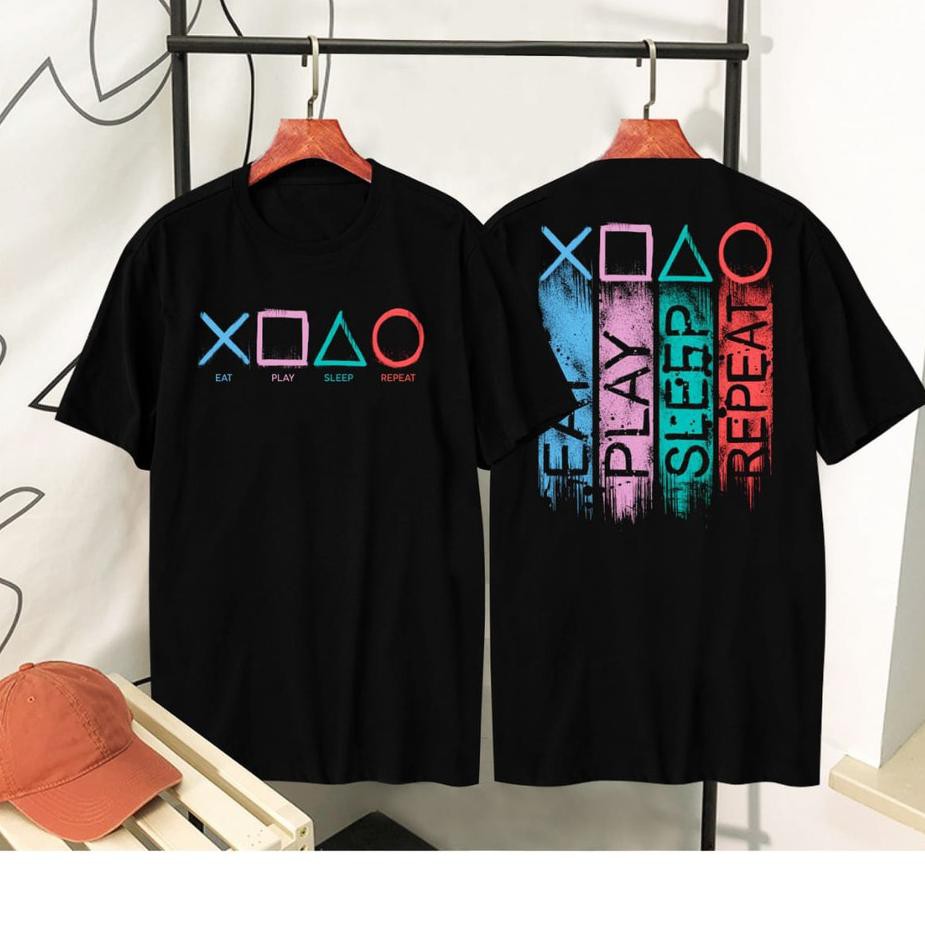 ™Pasti Ada BAJU/ KAOS/ TSHIRT DISTRO EAT SLEEP REPEAT BLACK FGX
