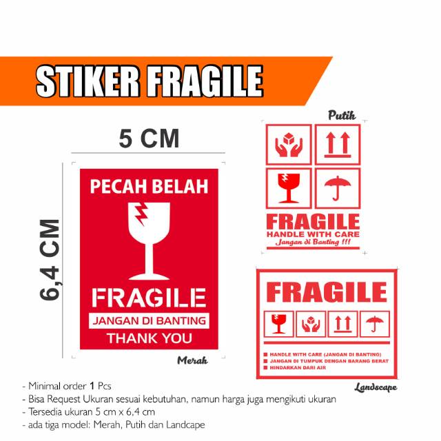 

Sticker Fragile 5X6,4 CM - Stiker Paket Pecah Belah